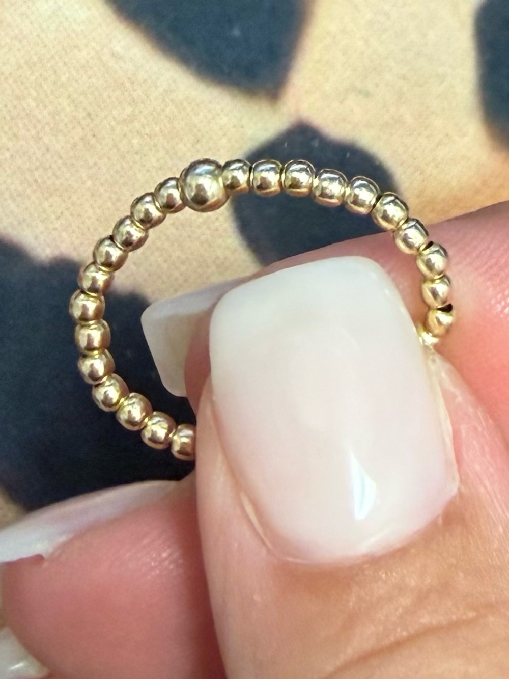 Karen Lazar - 2mm - Gold Beaded Stackable Ring - Size 8 - Picture 2 of 6
